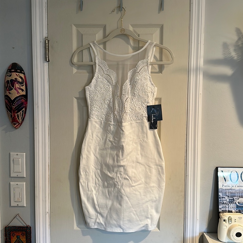 Lulus Coquina White Lace Bodycon Dress